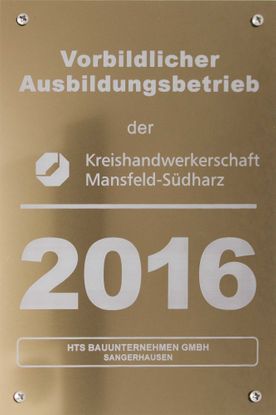 Zertifikat der ​HTS Bauunternehmen GmbH​ aus Sangerhausen